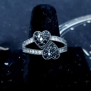 Heart Black & White Diamond Ring
